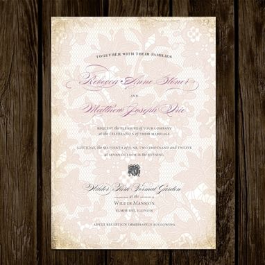 Custom Made Vintage Lace Wedding Invitations