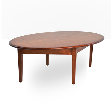 Custom Made Modern Cherry Coffee Table, Tapered Legs, Oval Top, Diamond Shape Base