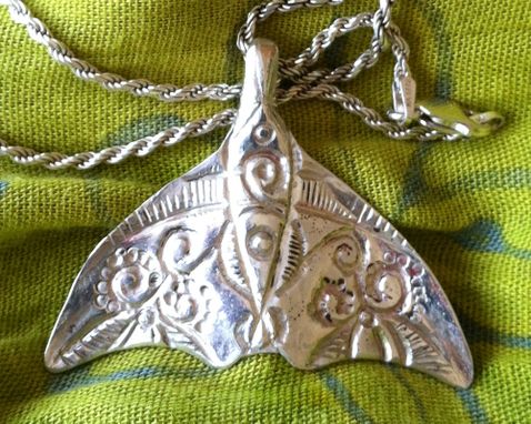 Custom Made Wisdom Pendant - Whale Tail Chased In .999 Silver