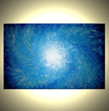 Custom Made Original Painting, Contemporary Seascape, Abstract Blue Hurricane, White Textured Art