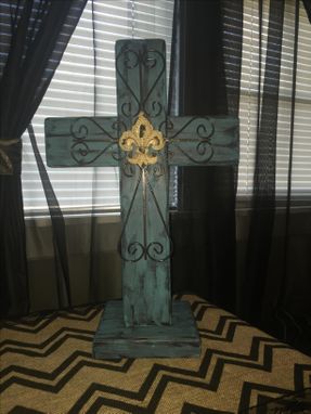 Custom Made Wooden Fleur De Lis Cross