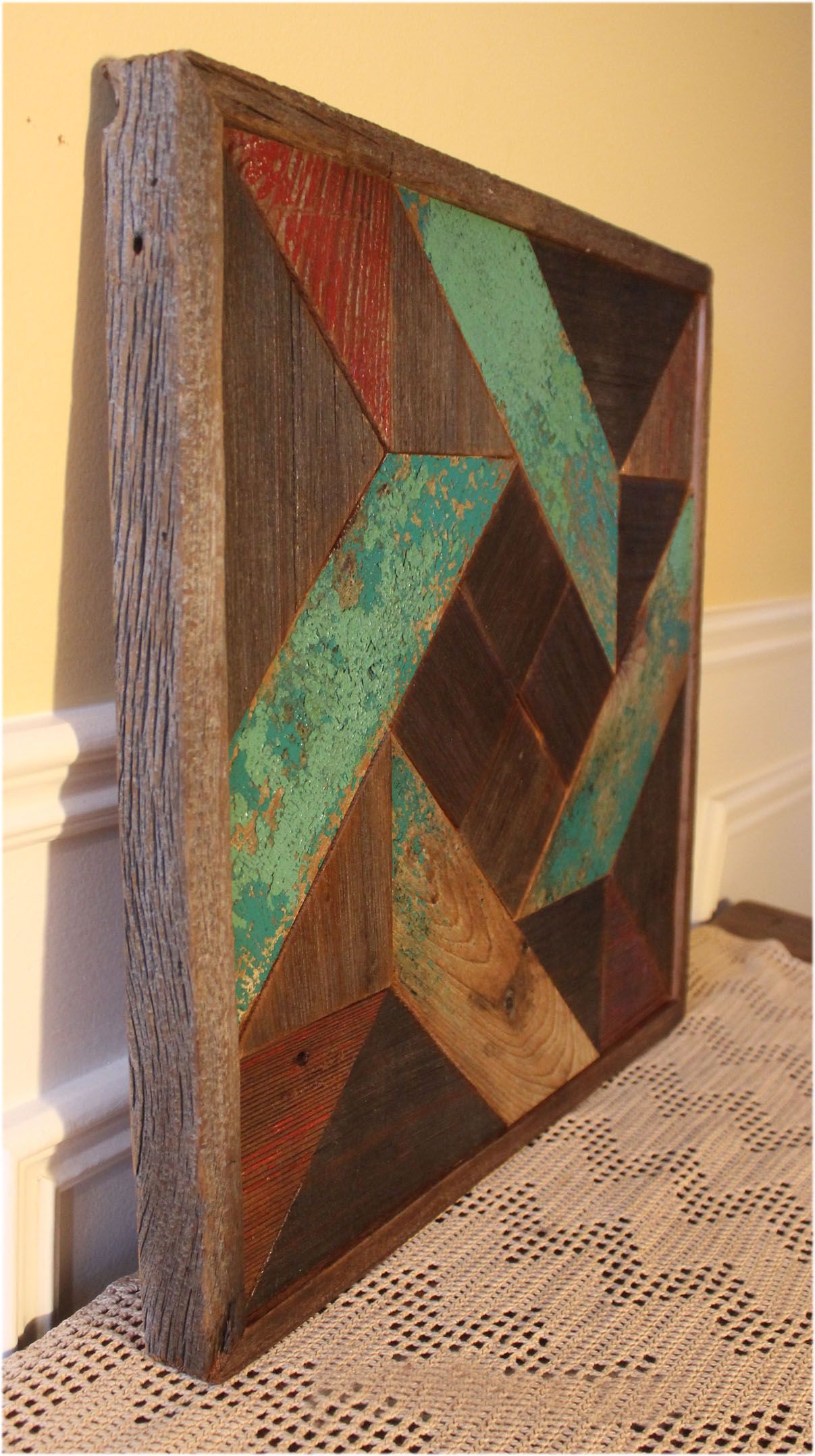 Handmade Pinwheel Quilt Reclaimed Wood Rustic Wall Art by Junkwhisperer