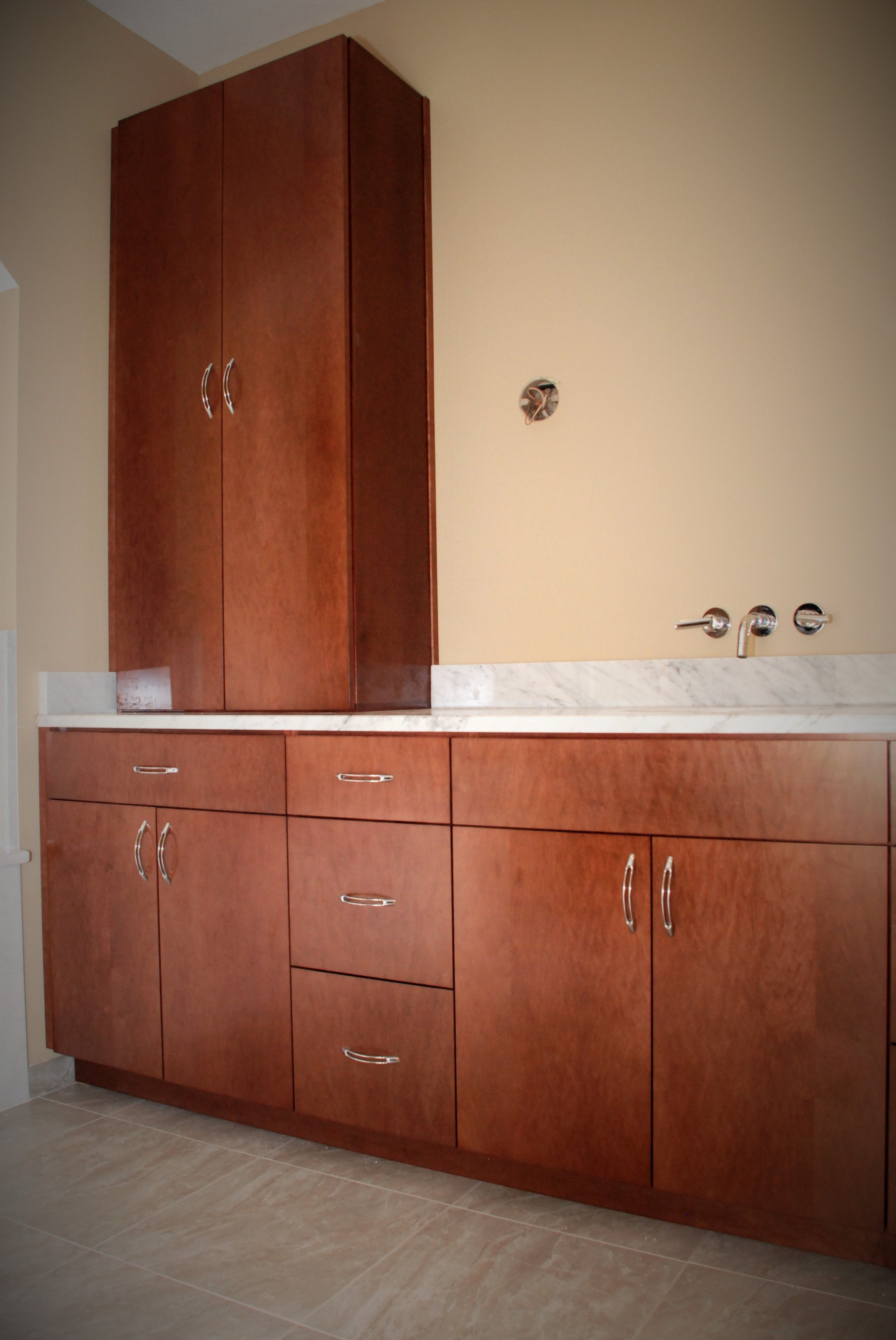 Custom Jacomo Bathroom Vanity And Linen Cabinet by Belak ...