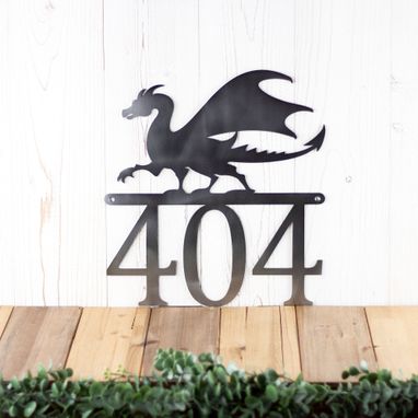 Custom Made Dragon Custom House Number, Custom Metal Sign, Fantasy, Medieval, Outdoor Sign, Metal House Numbers