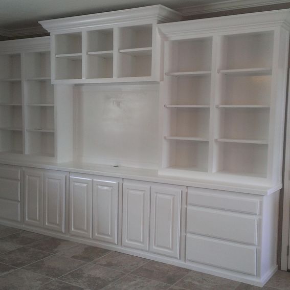 Hand Crafted Large White Wall Unit by Top Quality Cabinets | CustomMade.com