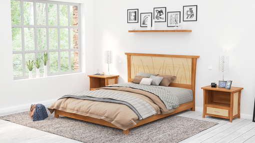 Custom Made Platform Bed Frame In Cherry And Maple Wood, Made In All Sizes "Prairie Platform Bed"