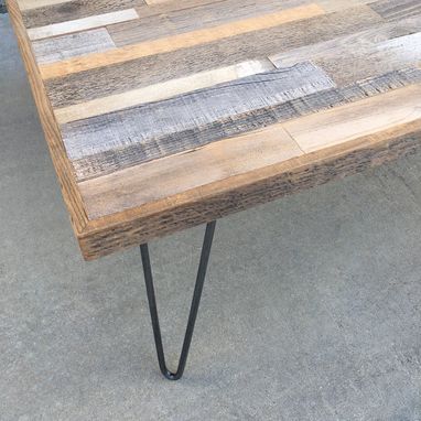 Custom Made Reclaimed Wood And Hair Pin Leg Minimalist Coffee Table