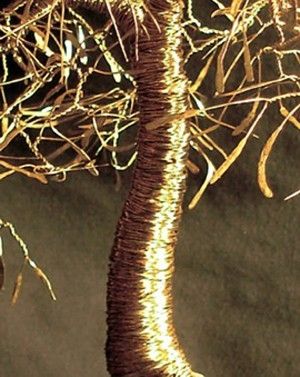 Custom Made Asian Gold Leaves - Wire Tree Sculpture