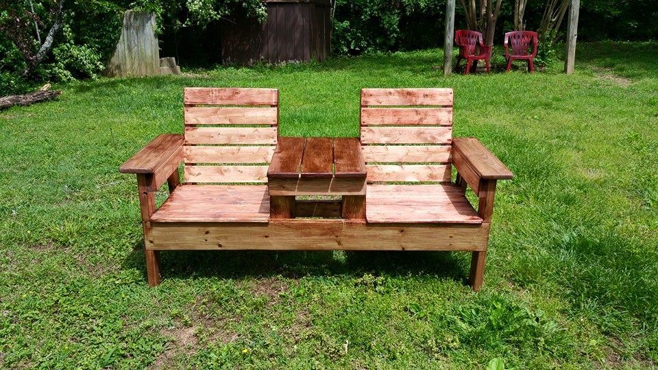 Buy Hand Made Double Adirondack Chair With Center Table, made to order