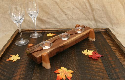 Custom Made Modern Decor Table Centerpiece Natural Walnut & Cherry Tealight Votive Candle Holder