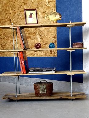 Custom Made Vintage Pallet 4 Shelf Unit Industrial Style With Adjustable Legs