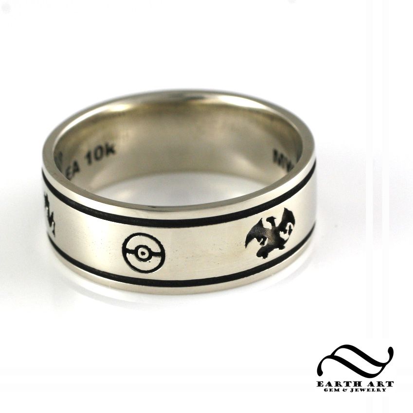 Handmade Custom  Pokemon Wedding  Band by Earth Art Gem 