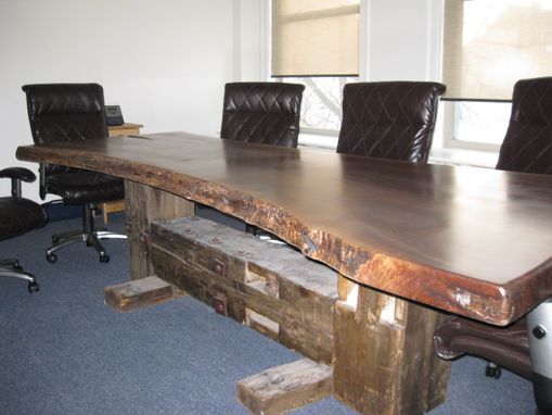 Custom Made Rustic Walnut And Timber Conference Table