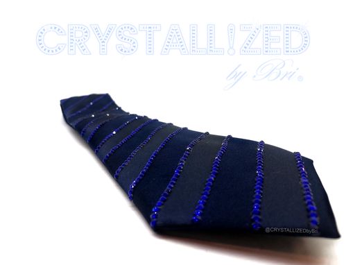 Custom Made Crystallized Men's Tie Striped Bling Genuine European Crystals Bedazzled