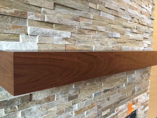 Custom Made Walnut Modern Fireplace Mantel. Walnut Mantle.