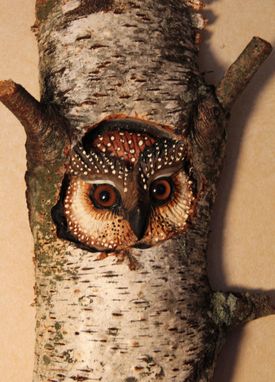 Custom Made Owl Carving Wood Wall Art