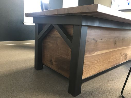 Custom Made Executive Desk In Walnut And Steel