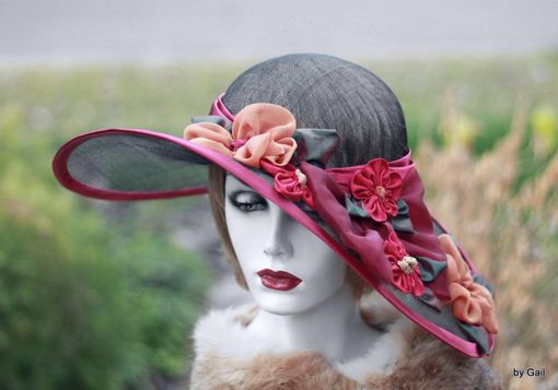 Custom Made Wide Brim Formal Hat For Summer Kentucky Derby Races