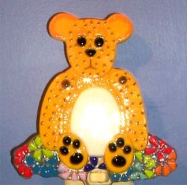 Custom Made "Bear In Mind" - Fused Glass Nightlight