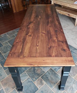 Custom Made Heart Pine Square Leg Farm Table