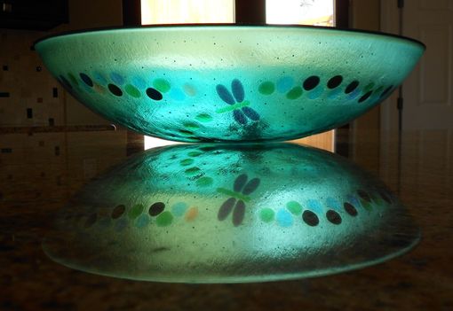 Custom Made Fused Glass Dragonfly Bowl