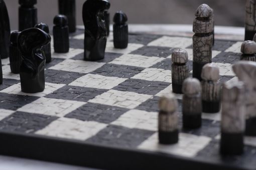 Custom Made Italian Mosaic Chess Board Table