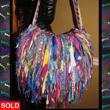 Custom Made Upcycled Fringe Handbag,Playful Funky,Mixed Colors,Bling,Sparkle,Beads,Bag,Custom Made