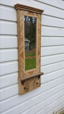 Custom Made Rustic Reclaimed Lath Hall Mirror With Barnwood Shelf