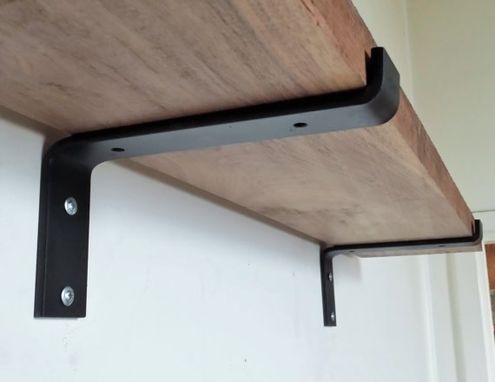 Custom Made Industrial Light Load Shelf Bracket. Black Iron Bracket. Hand Forged Metal. S