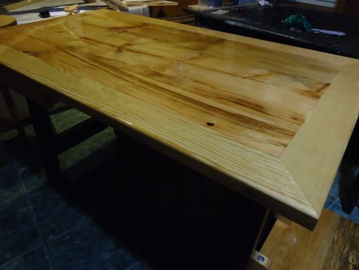 Custom Made Reclaimed Mill Table Desk With Printer Stand And Drawer