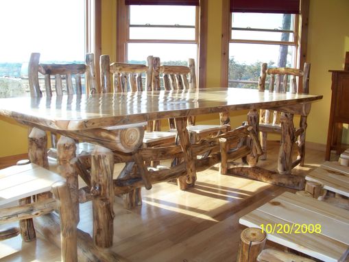Custom Made Rustic Aspen Log Custom Built Dinning Room Table Sets