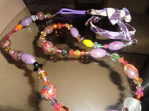 Custom Made Dog Leash/Polymer Clay, Glass Beads