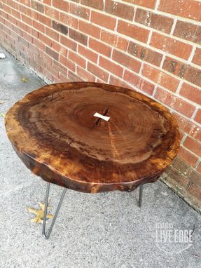 Custom Made Round Live Edge Coffee Table- Claro Walnut- Dark Wood- Coffee Table- Mid Century- Tree Slice- Log