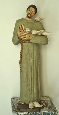 Custom Made St. Francis In Wood With Color