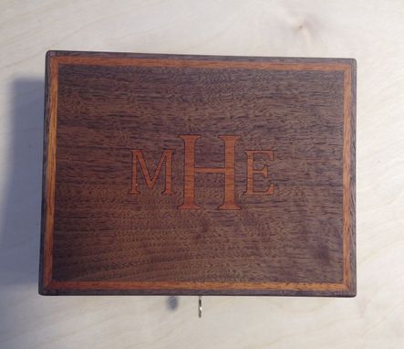 Custom Made Walnut Box With Mahogany Inlaid Monogram