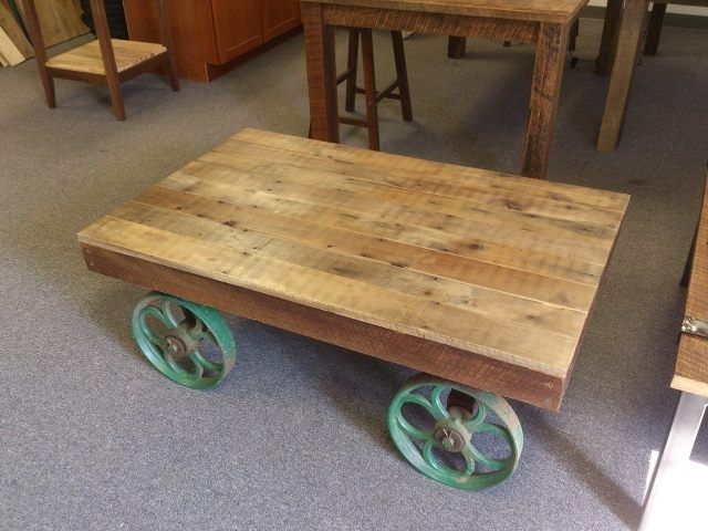 Custom Made Rustic Cart Coffee Table By, Rustic Railroad Cart Coffee Table