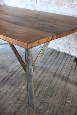 Custom Made Chestnut And Steel Dining Table