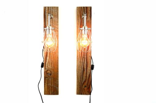 Custom Made 'Mesic' Wall Sconce // Reclaimed Wood Lamp // Industrial Cage Light