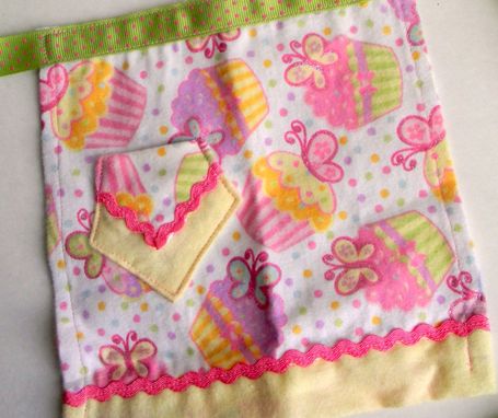 Custom Made Pink, Green, And White Doll Apron With Cupcakes "Lemon Meringue''