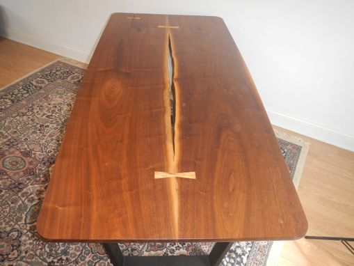 Custom Made Mid Century Modern Natural Edge Dining Table - Shown In Black Walnut