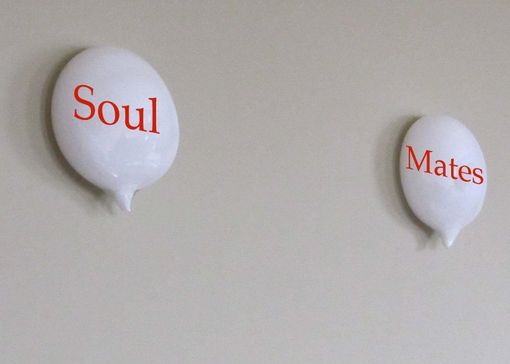 Custom Made Love Glass Word Balloons Soul Mates Wall Piece