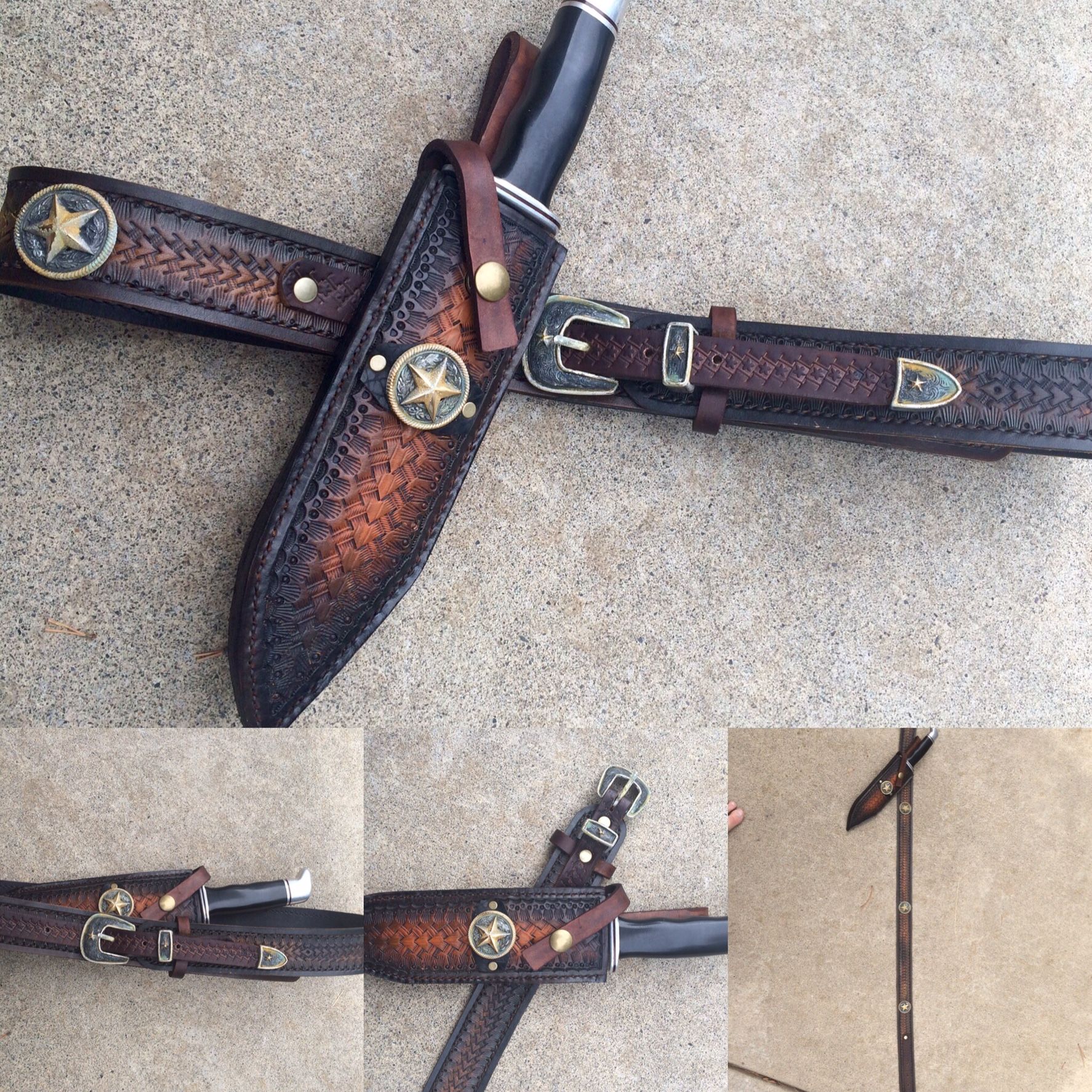 Buy Hand Crafted Leather Ranger Belt And Matching Knife Sheath Combo