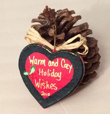 Custom Made Christmas Tree Ornament // Painted Ornament//Heart Ornament//Woodland Ornament Buffalo Plaid Check