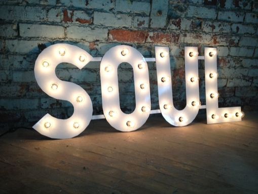 Custom Made Metal Letters Soul Light Fixture 18 Inch Tall Marquee Signage