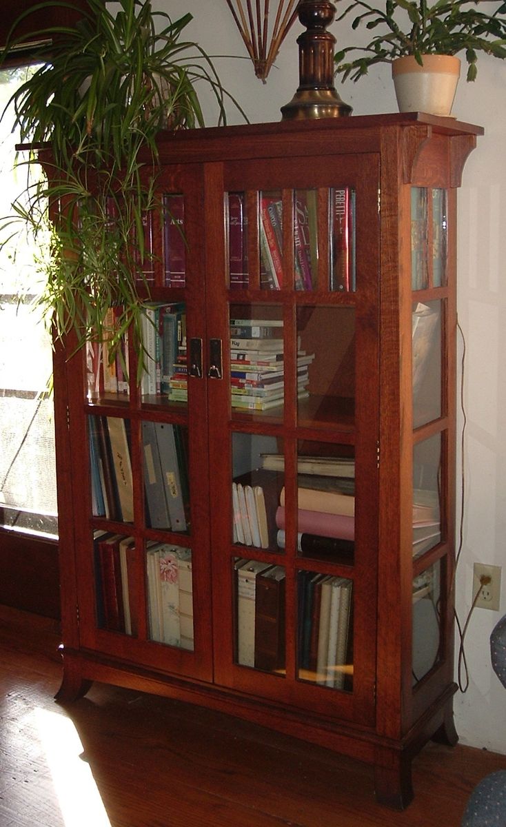 Handmade Mission Bookshelf With Glass Doors By Ivy Lane Fine