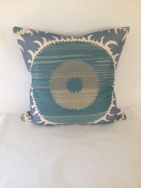 Custom Made Blue And Green Sun Pattern Jacquard Pillow Cover