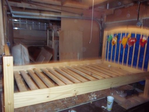 Custom Made Child's Single Bed With Sesame Street Look Alike Carvings