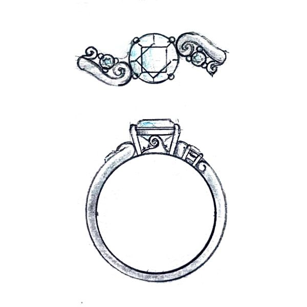 This all-white engagement ring’s band is inspired by the rolling hills of The Nightmare Before Christmas.
