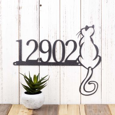 Custom Made Metal House Numbers Outdoor Sign With Cat, Cat Lover Gift, Address Sign, Laser Cut Metal Sign
