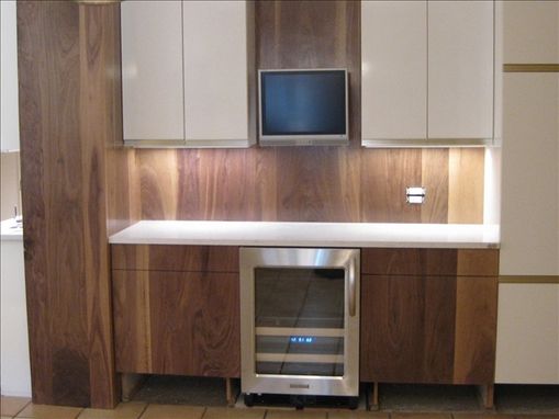 Custom Made Walnut And Stainless Steel Kitchen